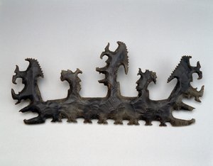 Canavar Kafalı Kanoda Tanrı K ve İki Lord ile Tören Flint, Guatemala, Geç Klasik, 550-800 (çakmaktaşı) by Mayan